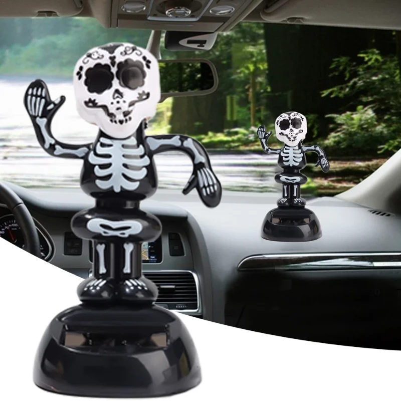 Solar Schädel Bobble Head - Wackelnde Halloween Deko Für Auto & Fenster