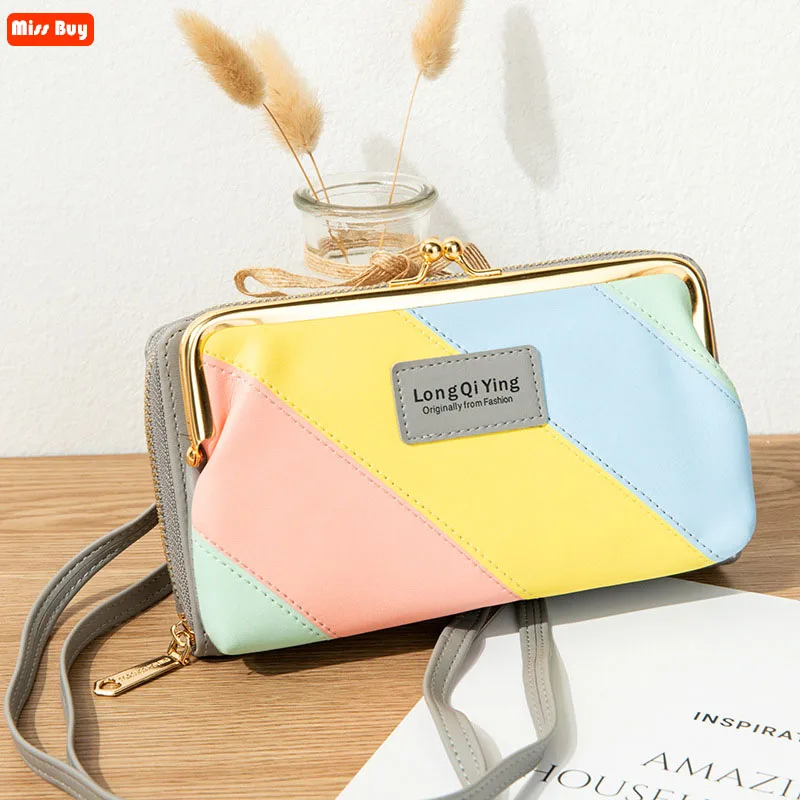 

Universal Retro Shoulder Bag mosaic color Horizontal Mobile Phone Bag for iPhone/Xiaomi/Huawei/Samsung Case Cell Phone Pocket