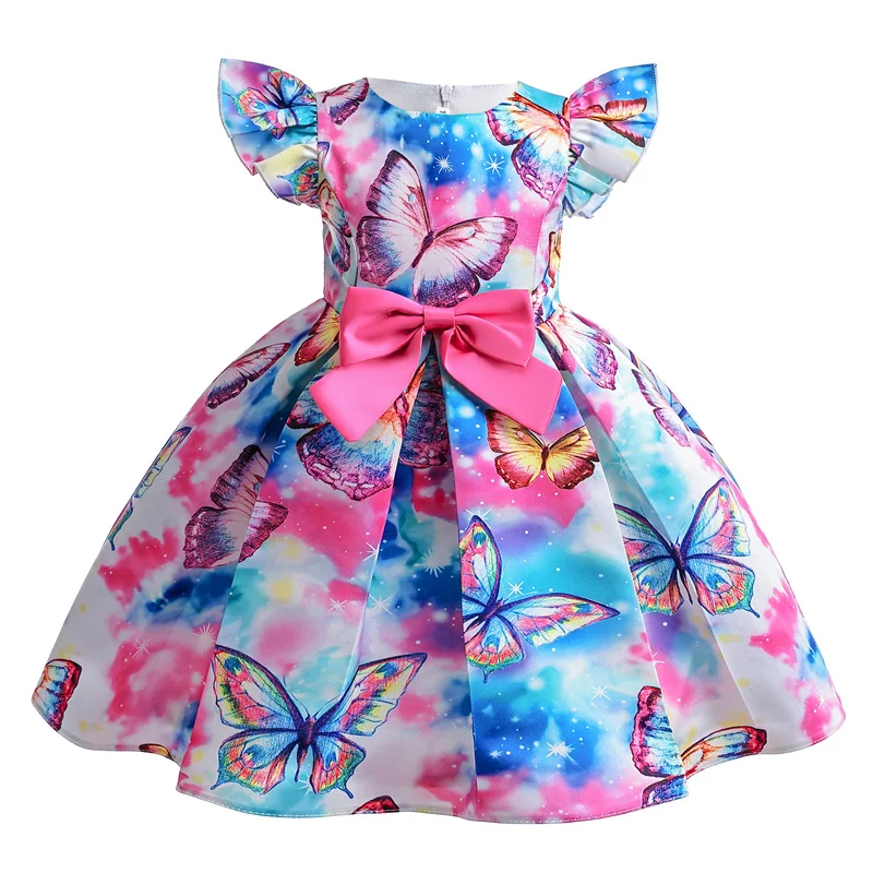 

Jumping Meters 3-10Y New Arrival Princess Dress Birthday Children's Clothing Puff Sleeve Bear Heart Print Wedding Tutu Dress