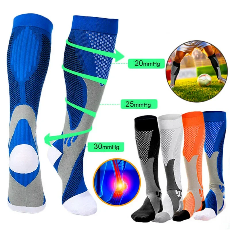 Calf Compression Sleeves Calf Compression Sleeve Thigh High Compression Stockings 1Pair Sports Compression Long Socks Breathable Calf Nylon Socks for Running Basketball Football Volleyball Fitness Men Women