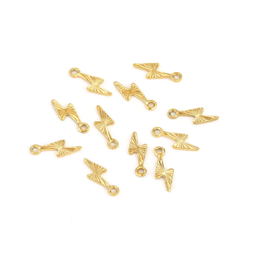 50 stücke Edelstahl kleine Charms für Schmuck machen Start Runde Blitz Charme für Armband Ergebnisse liefert Zubehör – Detail 5