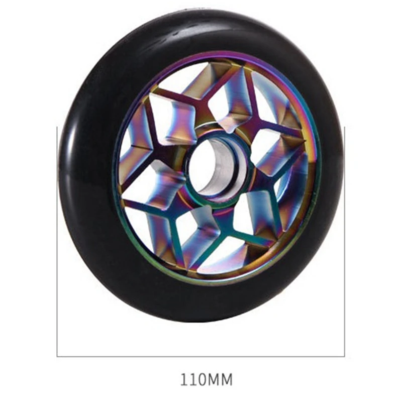 Electric Scooter Accessories 2 Pcs Scooter Wheels 110mm Pu Wheels Thick Stunt Car with Bearings