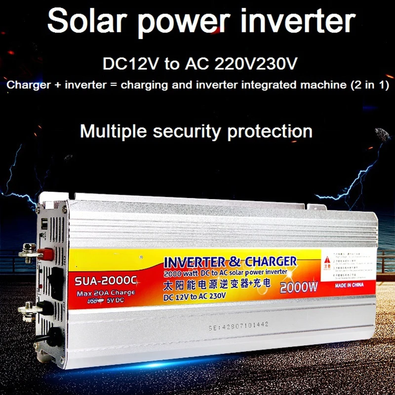 

Inverter 12v 220v Hybrid Solar power inverter charger Voltage Transformer USB 500W 1000W 2000W Converter Adapter home