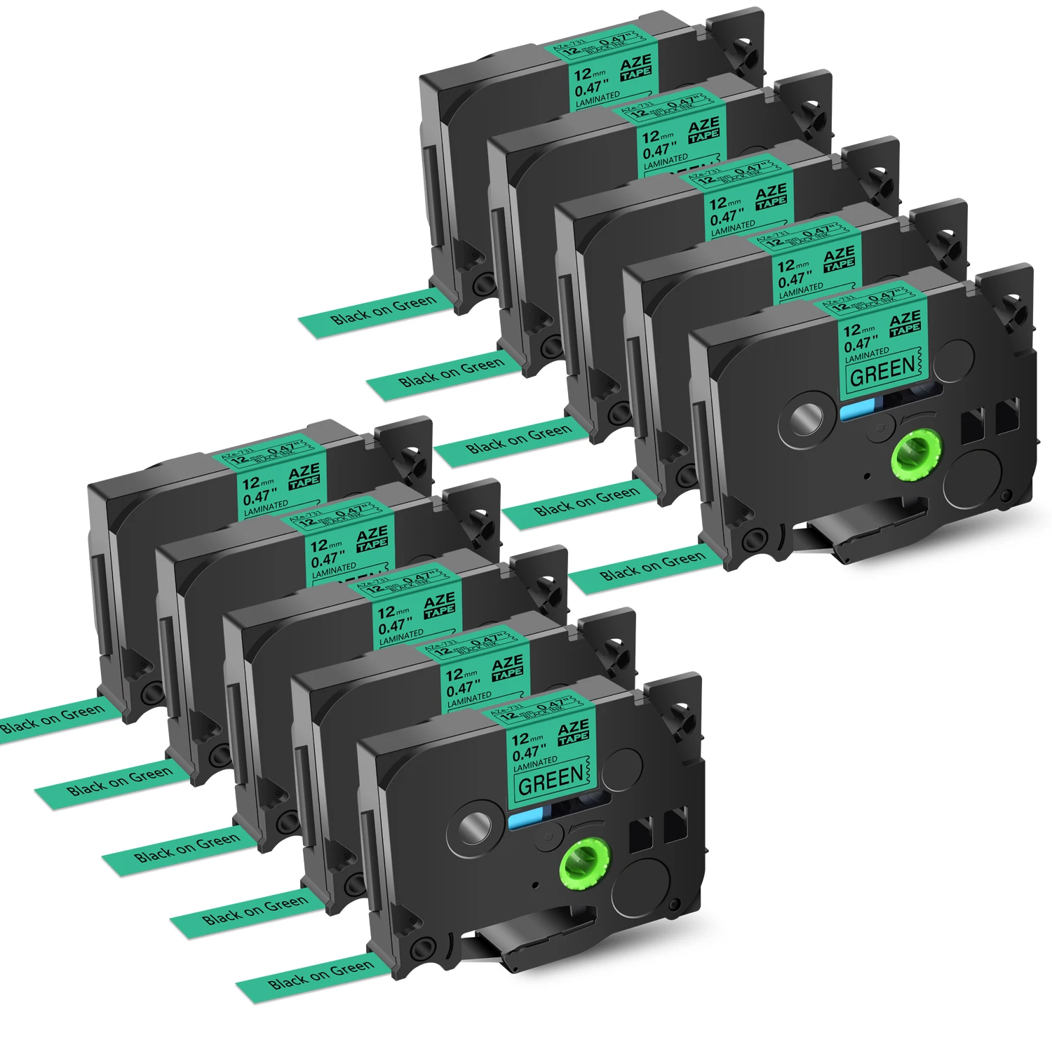 10PK Black on Green