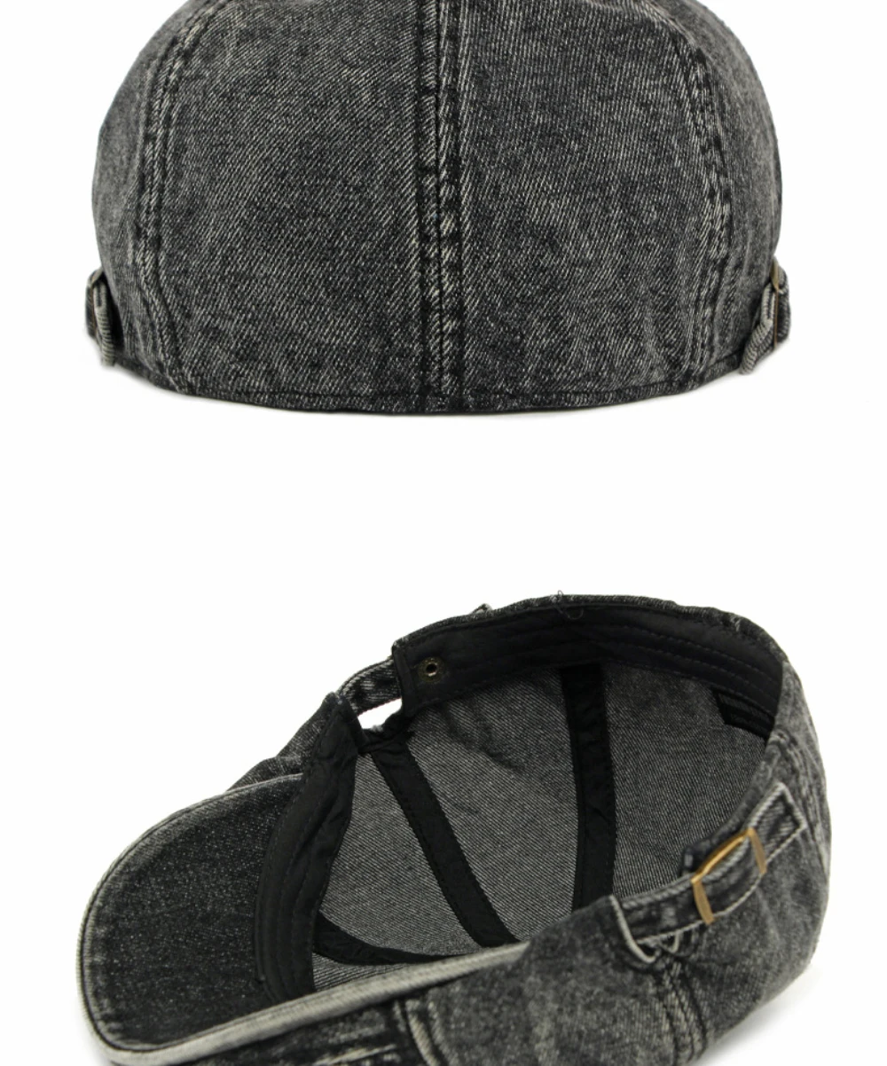 HT5045 Herren- und Damen-Baskenmütze, Neue Frühling-Herbst Denim-Baskenmütze, 100% Baumwolle, Verstellbare Künstlermütze, Unisex Achteckige Baskenmütze – Detail 17