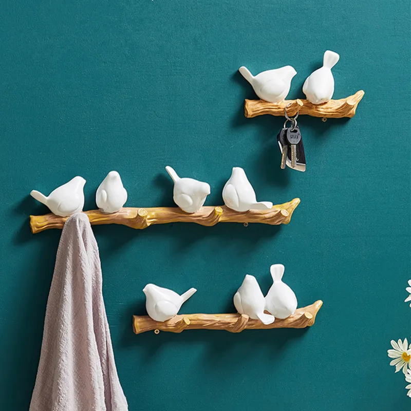 Wall Decorations Home Accessories Living Room Hanger Resin Bird hanger key kitchen Coat Clothes Towel Hooks Hat Handbag Holder 3