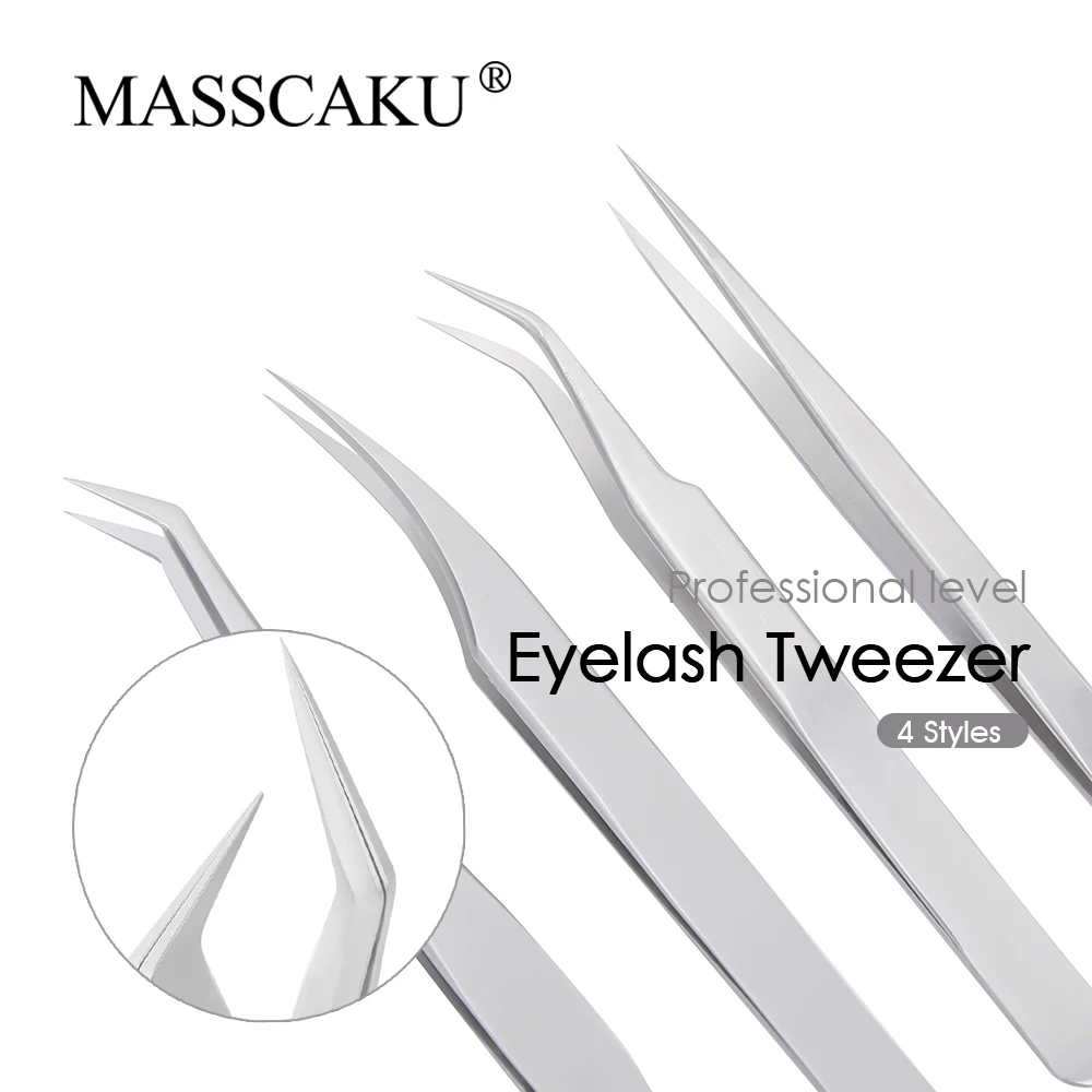 

1 Pcs MASSCAKU Eyelash Tweezers Extension Stainless Steel Superhard Tweezers Non-Magnetic Professional Pincet Lashes Makeup tool
