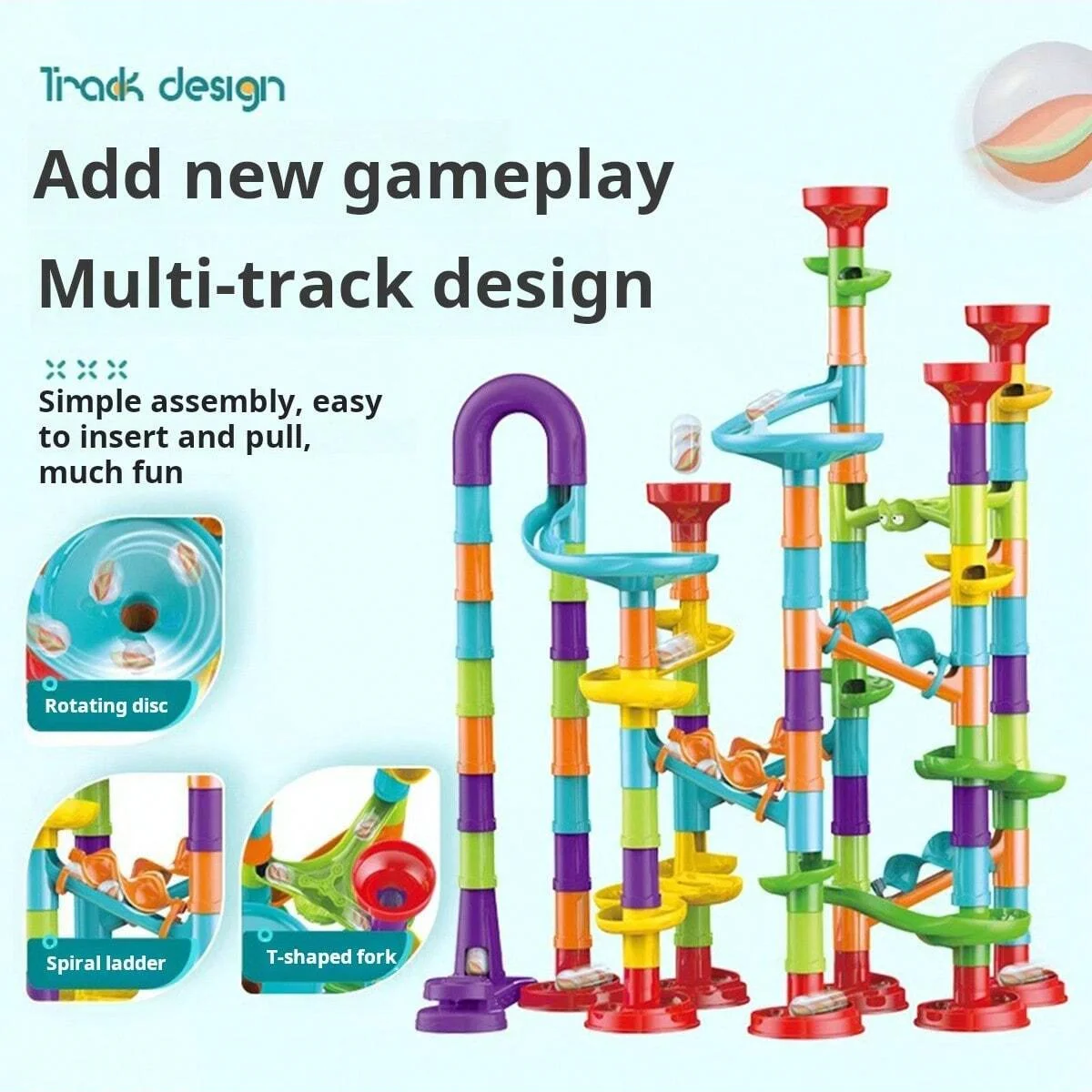 45/76/93/113 PCS Building Blocks Set Educational Construction Toy with Spiral Slide & Tracks, Creative Learning Games for Kids