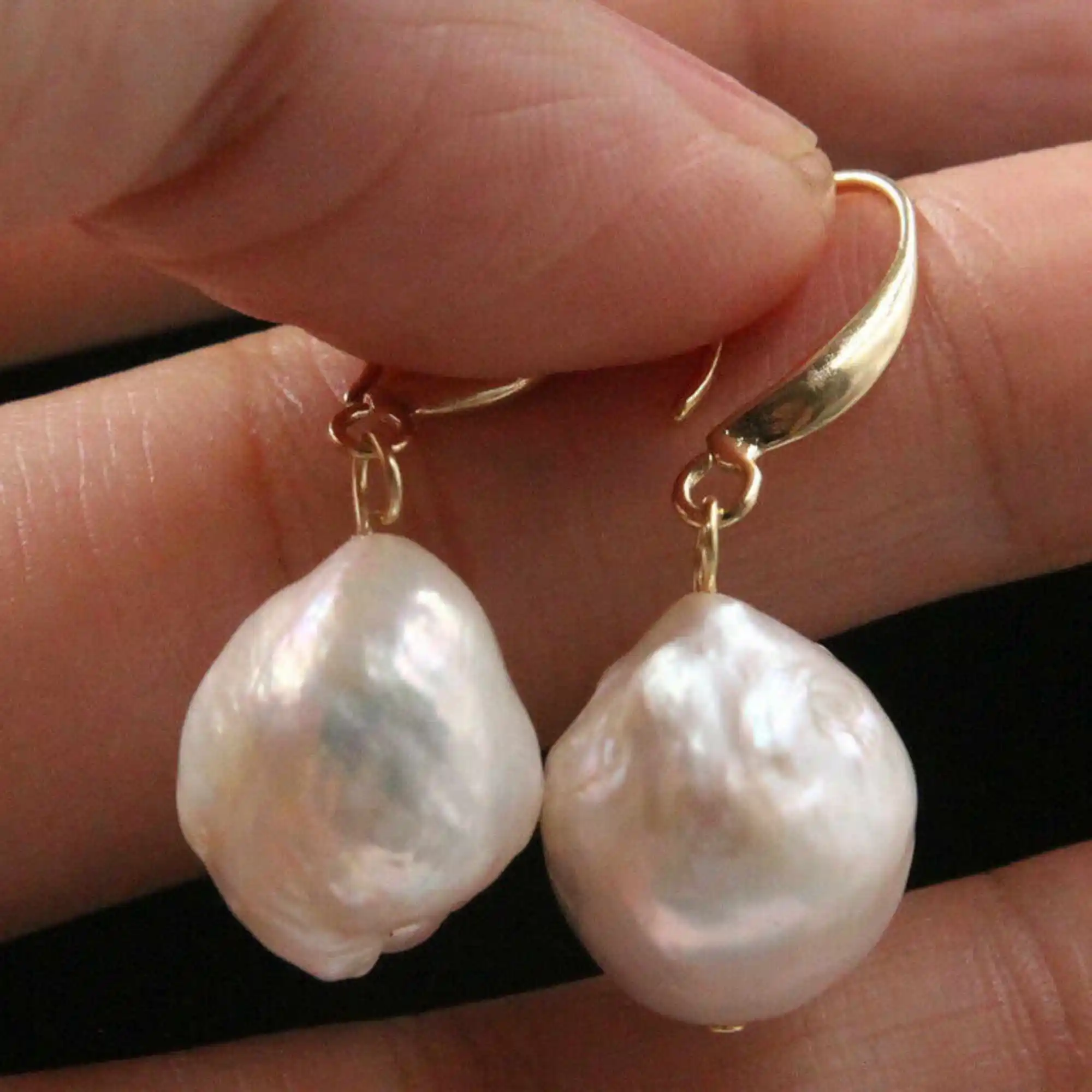 

11-13mm Natural White Drops Baroque Pearl Earring 18k gold Hook CARNIVAL Diy Party Fashion Gift Thanksgiving FOOL'S DAY