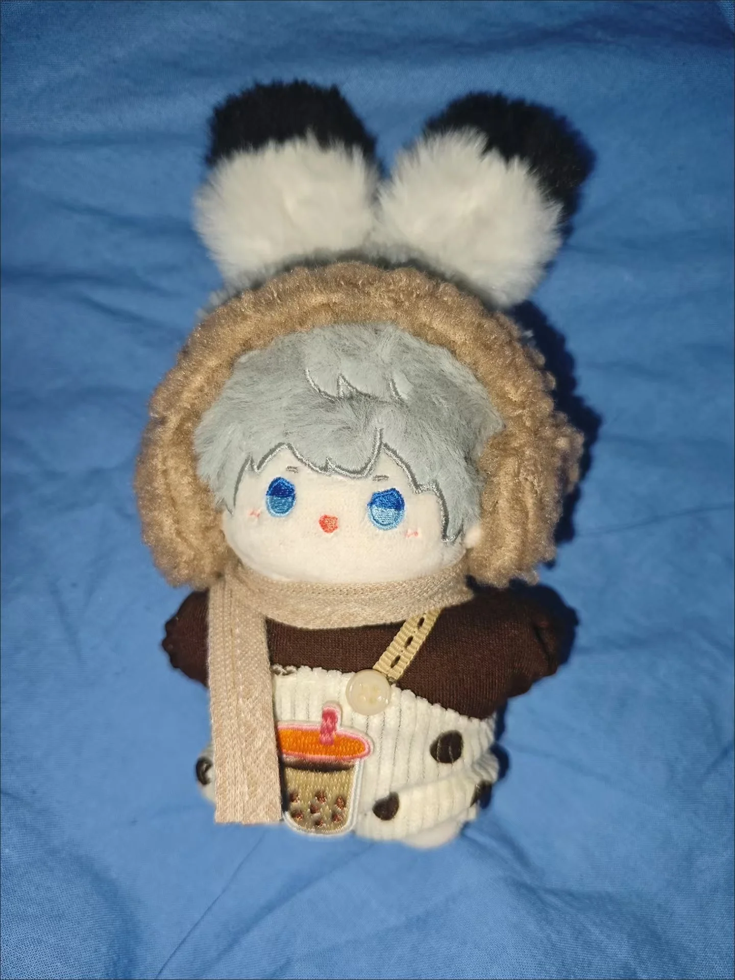 10cm Cotton Doll Clothes Outfit Milk Tea Sister Pants with suspenders Plush Headdress Scarf For Love and Deepspace doll clothes,plush toy accessories