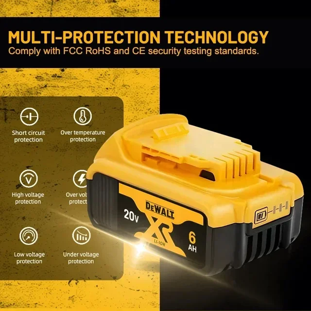 New Original DeWalt 20V 6.0Ah18650 Lithium Rechargeable Batteries  suitable DCB184 DCB181 DCB182 DCB200 Replacement Tool Battery 3