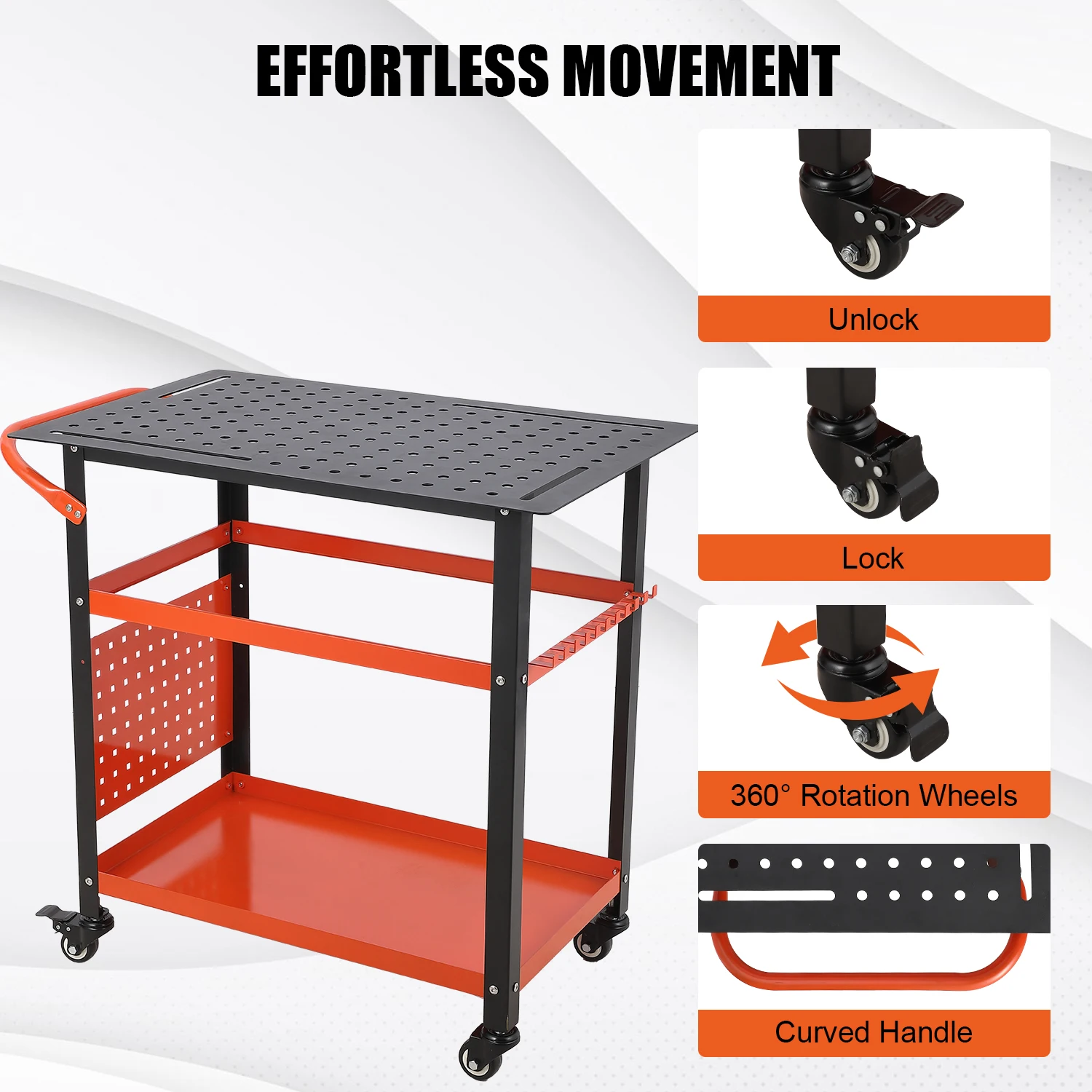 Steel Welding Table,1200 Lb Portable Welding Fixture Table for Shop,Rolling Welding Table with 5/8" Holes for Shop Garage 4