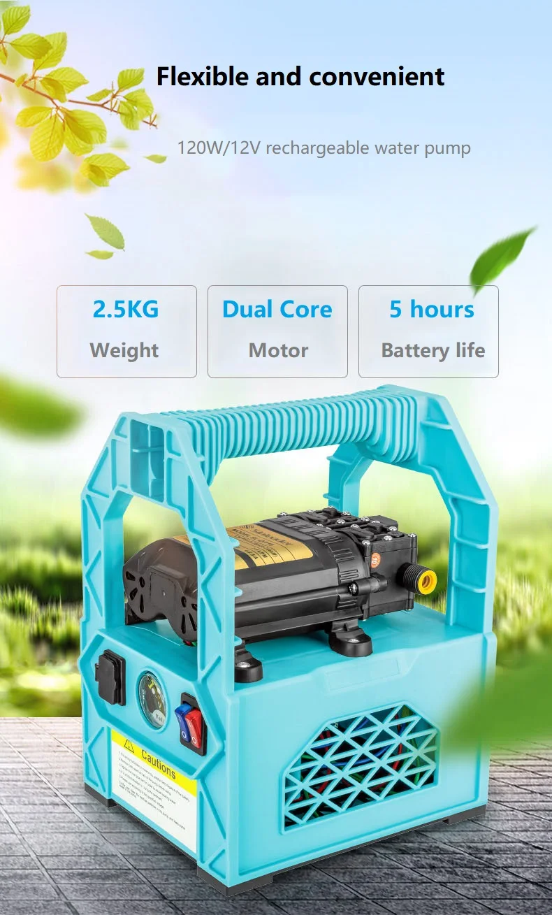 Small Portable Dual Pump Sprayer Rechargeable Water Pump Car Wash Irrigation Spraying Pesticides Garden Tools Agricultural