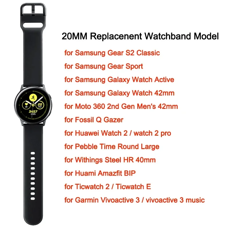 Versatile Silicone Rubber Smartwatch Band - Loop Strap Bracelet in 20mm & 22mm Sizes