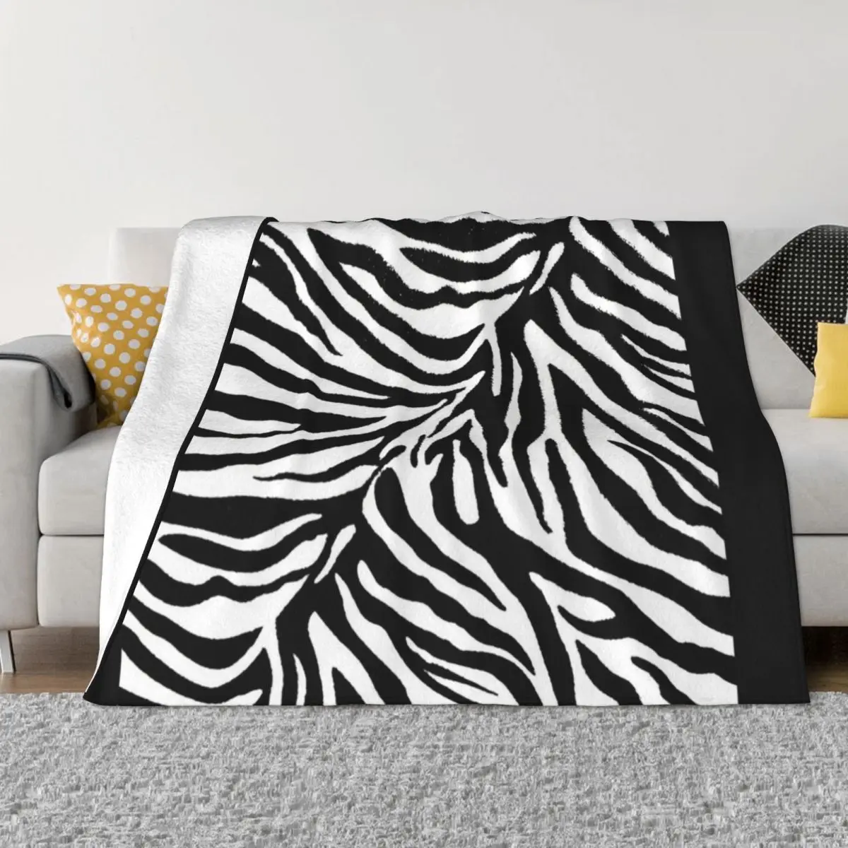 

Zebra Stripe 1 Black and White Throw Blanket decorative Quilt Blankets