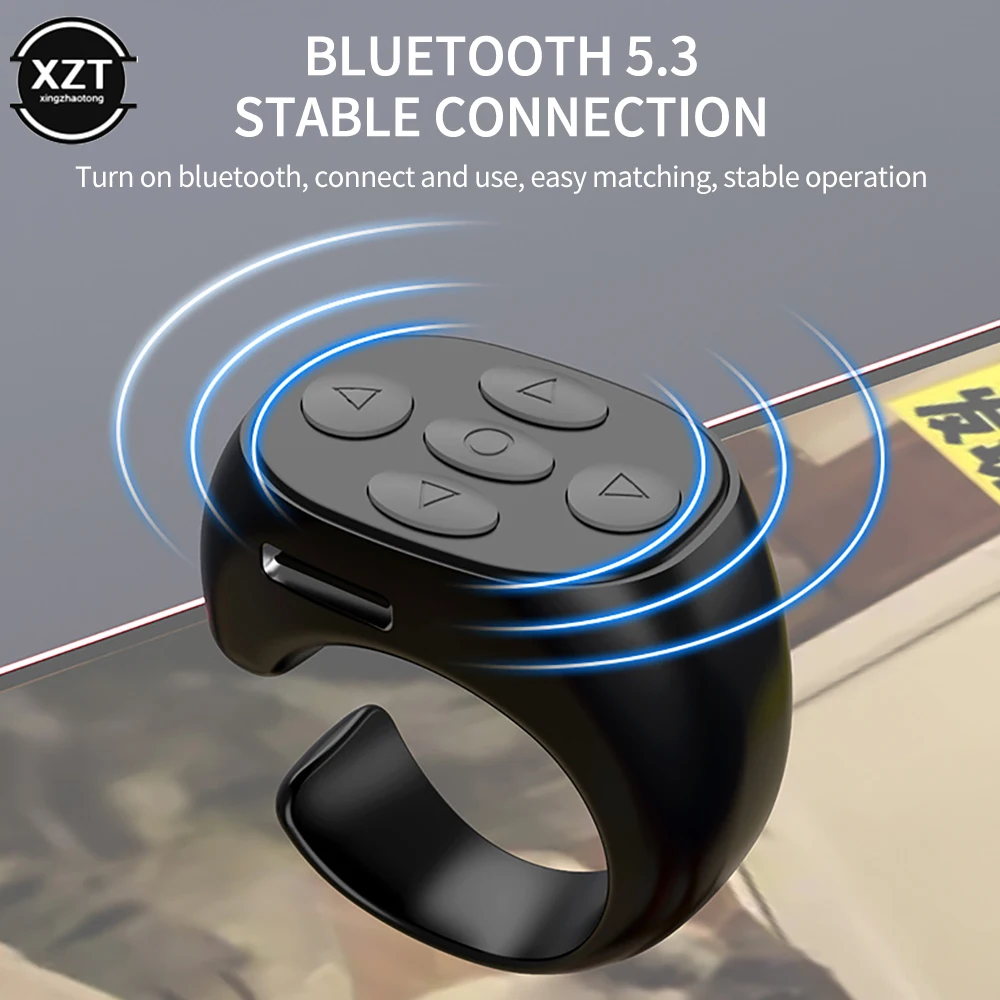 For TikTok Flipping Selfie Video Bluetooth Remote Control Fingertip Ring Gadget Page Turner Browsing Controller for Mobile Phone