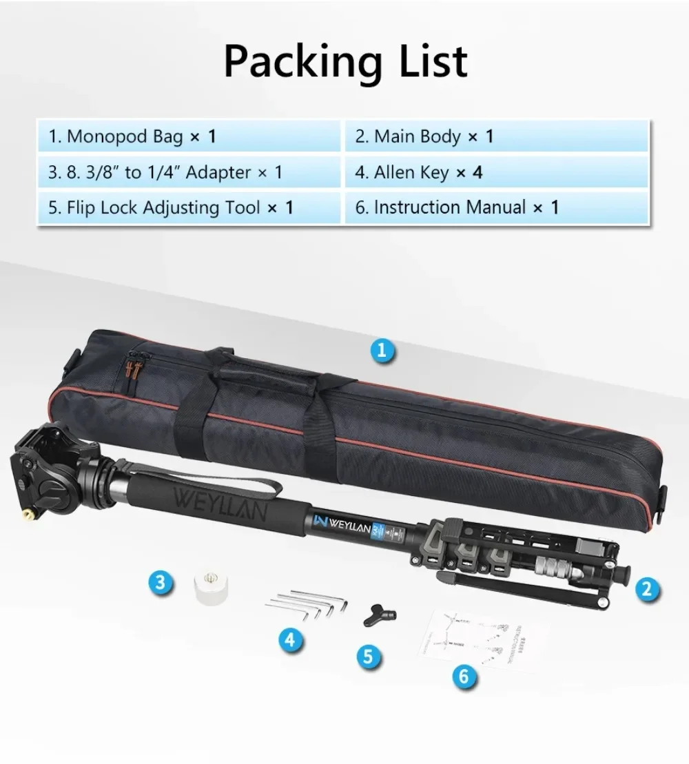 KA7 Professional Video Monopod Kit Unipod and Fluid Head Travel Tripod Stand Tel