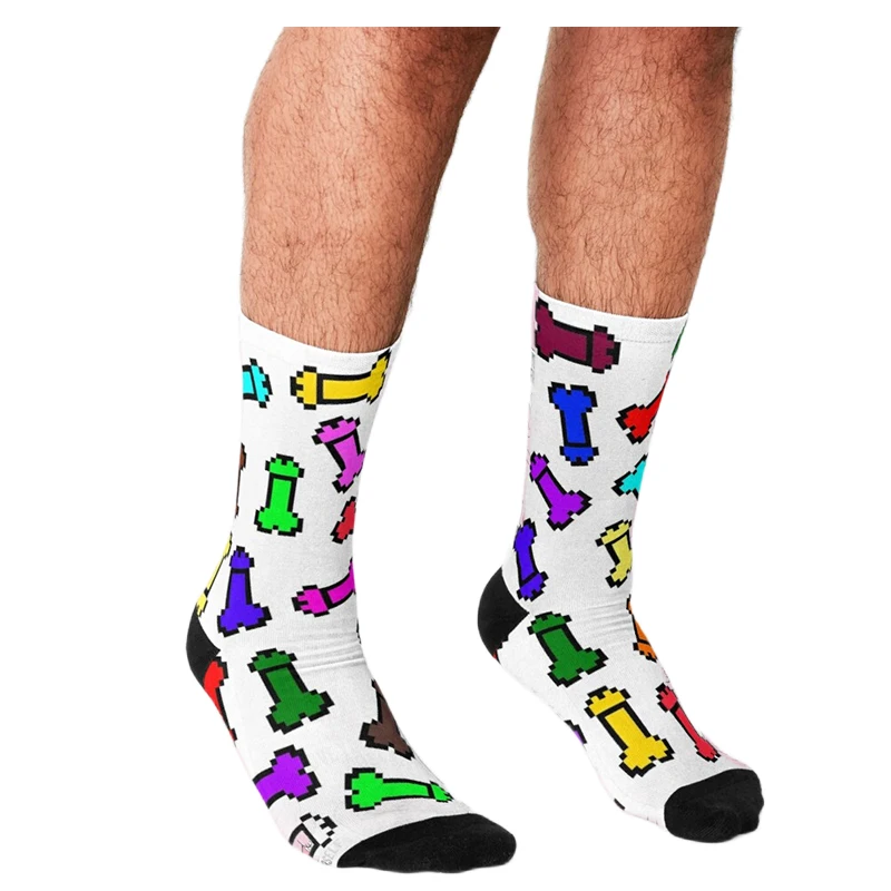 

Men's Funny socks LGBT Pride Pixelpenis Socks Rainbow harajuku Men Happy hip hop Novelty boys Crew Casual Crazy Socks for men