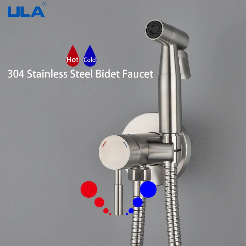 ULA Portable Bidet Sprayer Set Black Bidet faucet Stainless Steel Toilet Faucet Hot Cold Water Mixer Bathroom Shower Head 2