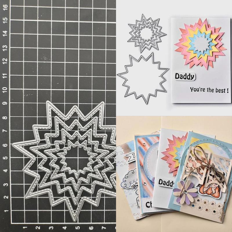 

Sunlight Star Frame Metal Cutting Dies Stencil Scrapbooking Diy Album Stamp Paper Card Embossing Decor Craft Knife Mould