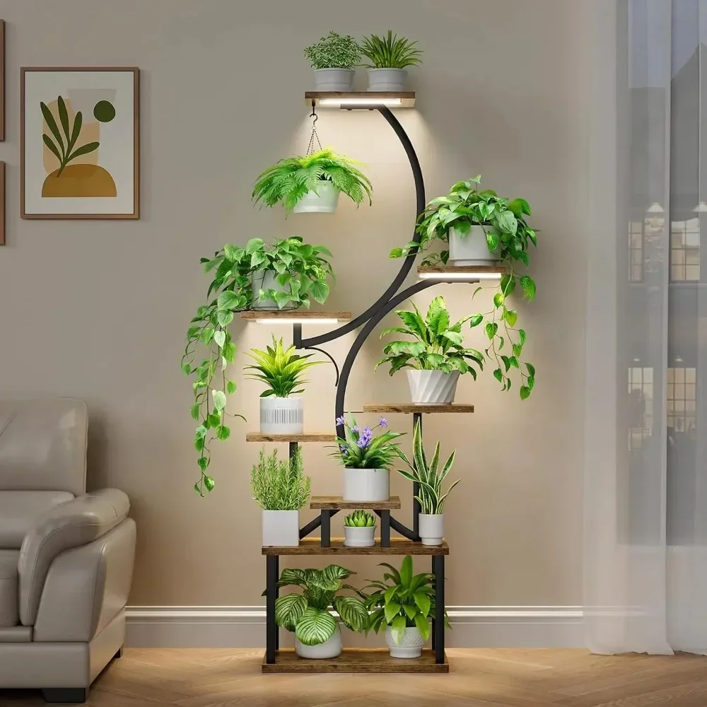 Plant Stand Indoor with Grow Lights, 8 Tiered Indoor Plant Shelf, 62" Tall Plant Stand for Indoor Plants Multiple High quality