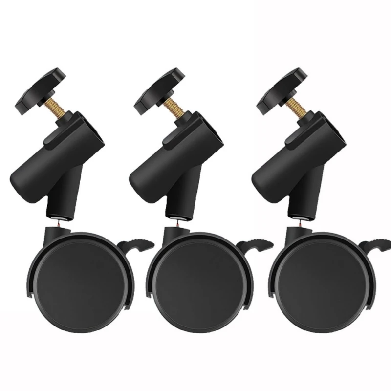 Set of 3Pcs Universal Wheel Casters with Brake Photography Light Stand Pulley for Photographers and Videographers