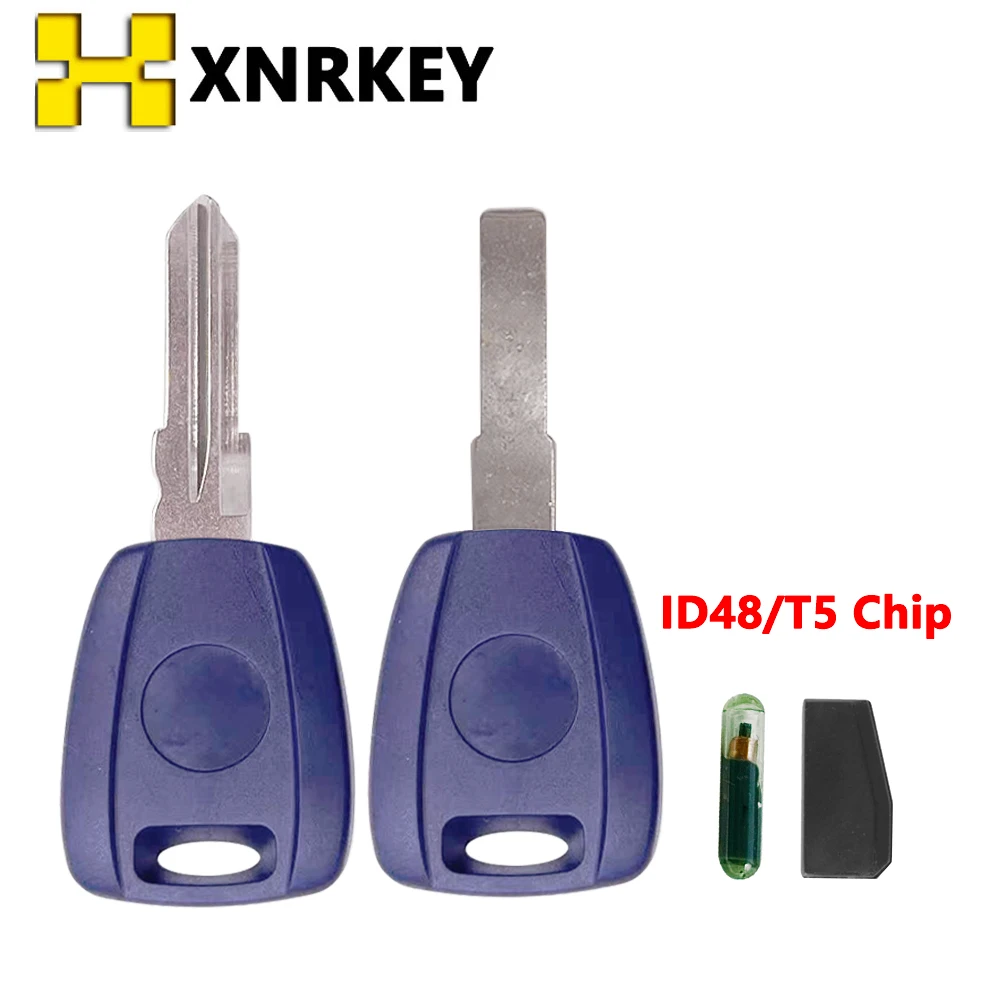 XNRKEY for Fiat Key Case Replacement SIP22/GT15R Blank Shell Fit For Fiat 500 Ducato Transponder Uncut Blade ID48/T5 Chip