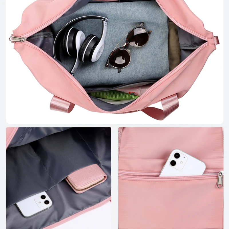 Large Capacity Expansion Travel Bag Nylon Handheld Yoga Fitness Bag Women Waterproof foldable lightweight Luggage Bag Organizer 4