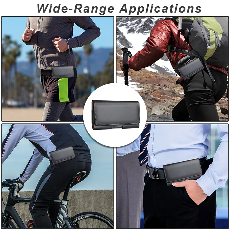 Universal Leather Cell Phone Belt Clip Holster Pouch