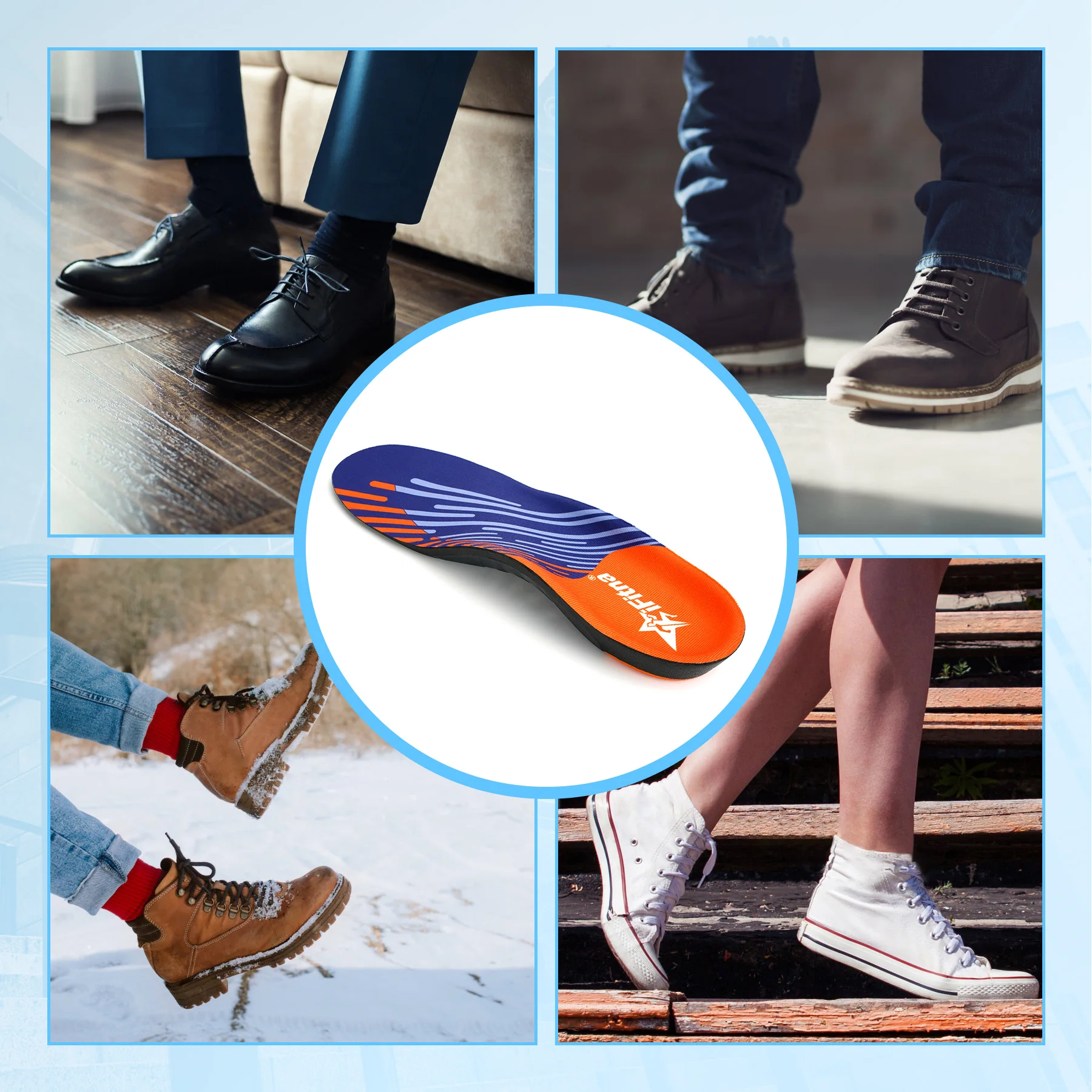 IFitna PU Plantarfasziitis-Schmerzlinderung Orthopädische Einlegesohle für Männer und Frauen Sneaker Plattfüße Hohe Fußgewölbestütze Orthopädische Einlage – Detail 6