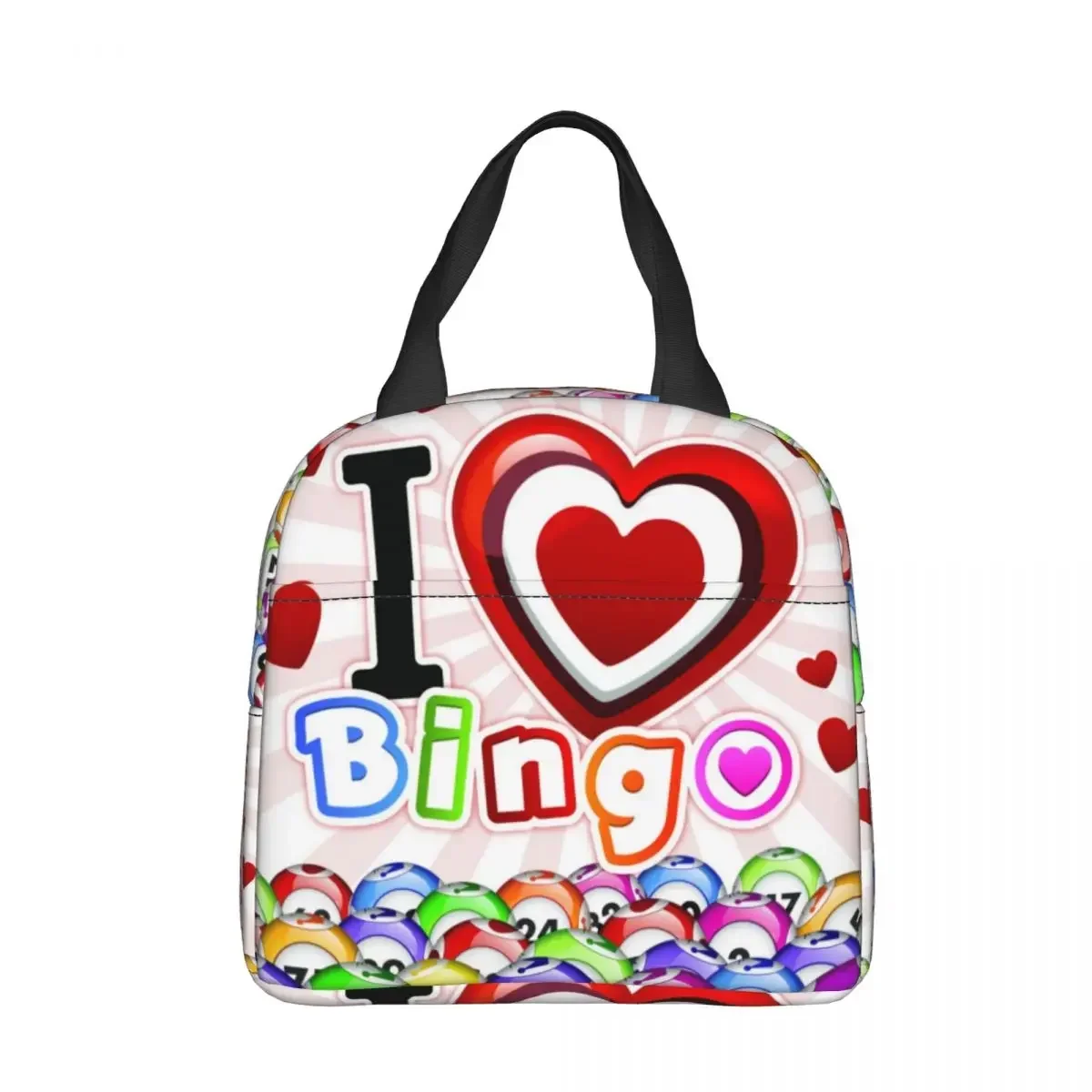 

Game I Love Bingo Insulated Lunch Bags Cooler Bag Lunch Container Portable Tote Lunch Box Food Handbags Beach Picnic