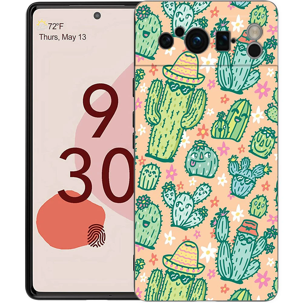 Succulent Design Shockproof Silicone Phone Case - Soft TPU Protective Cover