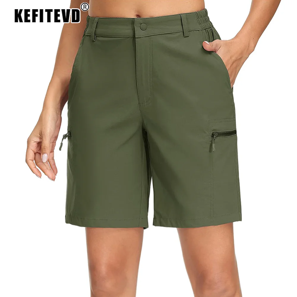 Sport Shorts Summer Quick Dry Hiking Shorts Women Lightweight Zip Pocket Cargo Shorts Outdoor Fishing Climbing Camping Female