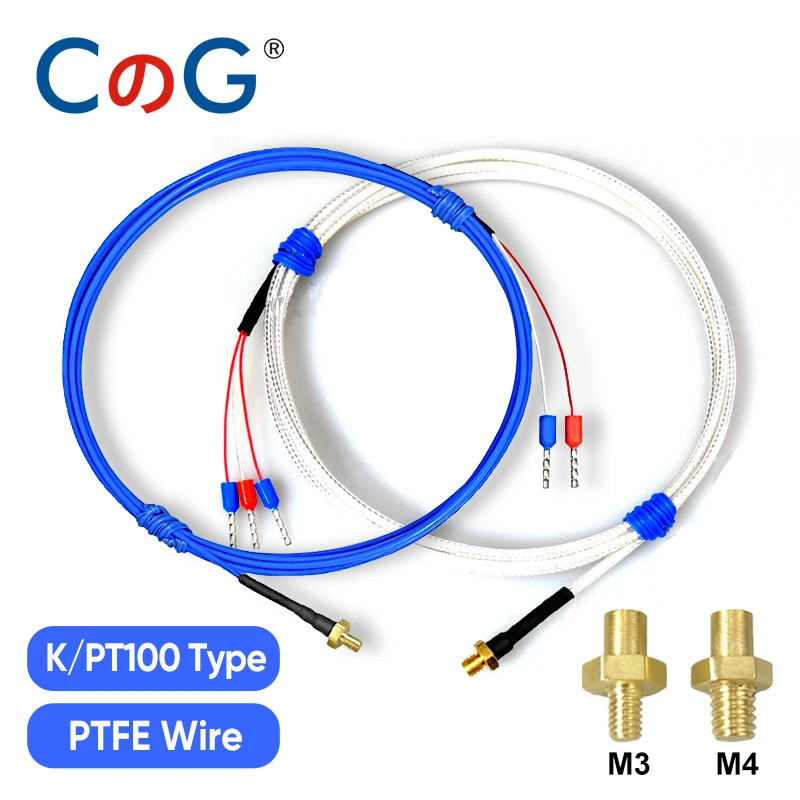 Cg k/pt100 Typ m3 m4 Kupfers ch rauben thermo element mit 0.5/1/2m hochpräzisem wasserdichtem Ptfe-Kabel 3D-Drucker-Temperatursensor