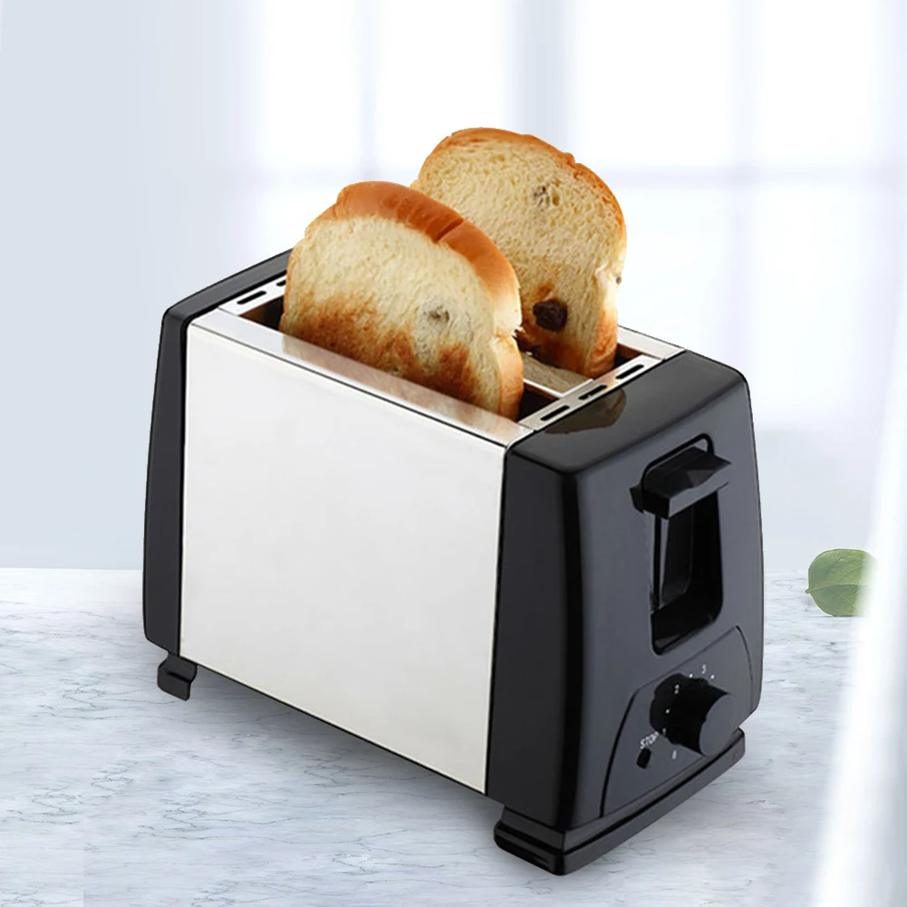 2 Slices Breakfast Machine Fast Heating Mini Breakfast Toaster Stainless Steel Wide Slot 6 Toast Settings for Bread Bagel Waffle