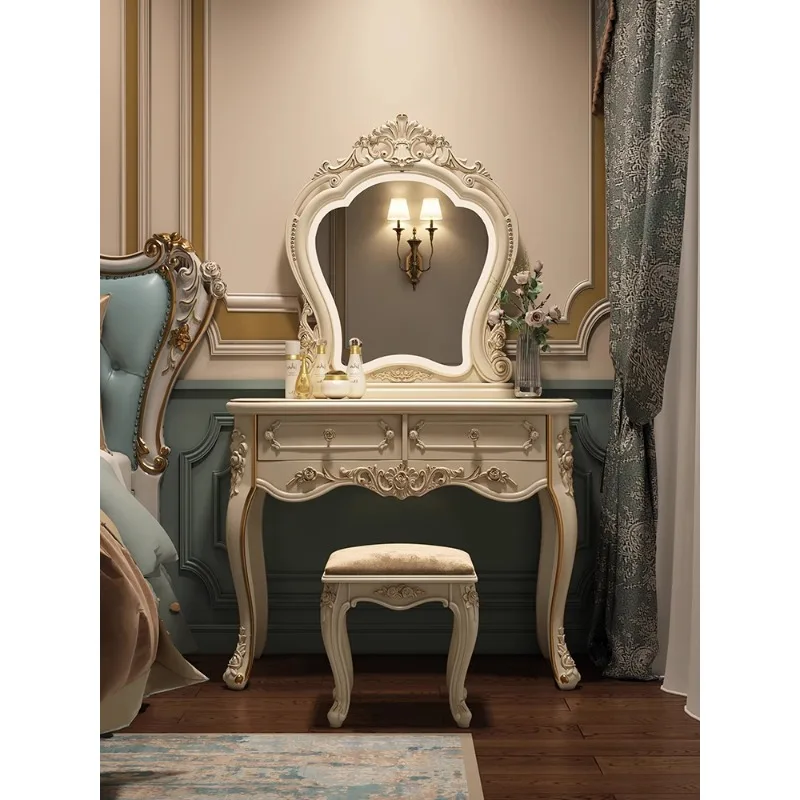 

European-Style Dressing Table Bedroom Makeup Table Multi-Functional Dressing Table Storage Cabinet Integrated Small Apartment