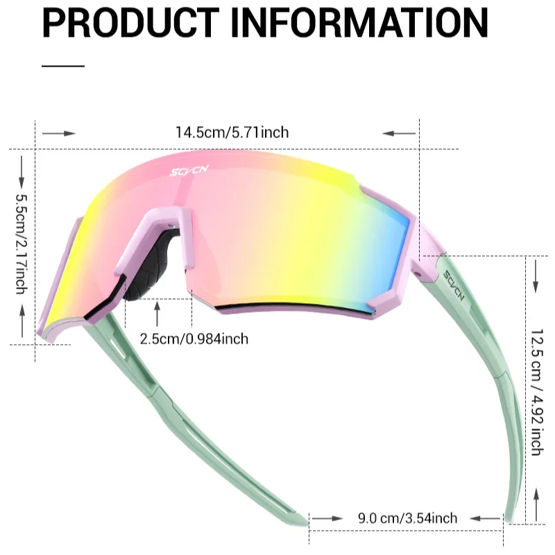 SCVCN Women Sports Sunglasses Pink Fashion Cycling Glasses Men Street Shades Driving UV400 Bike Bicycle Hiking Golf Baseball
