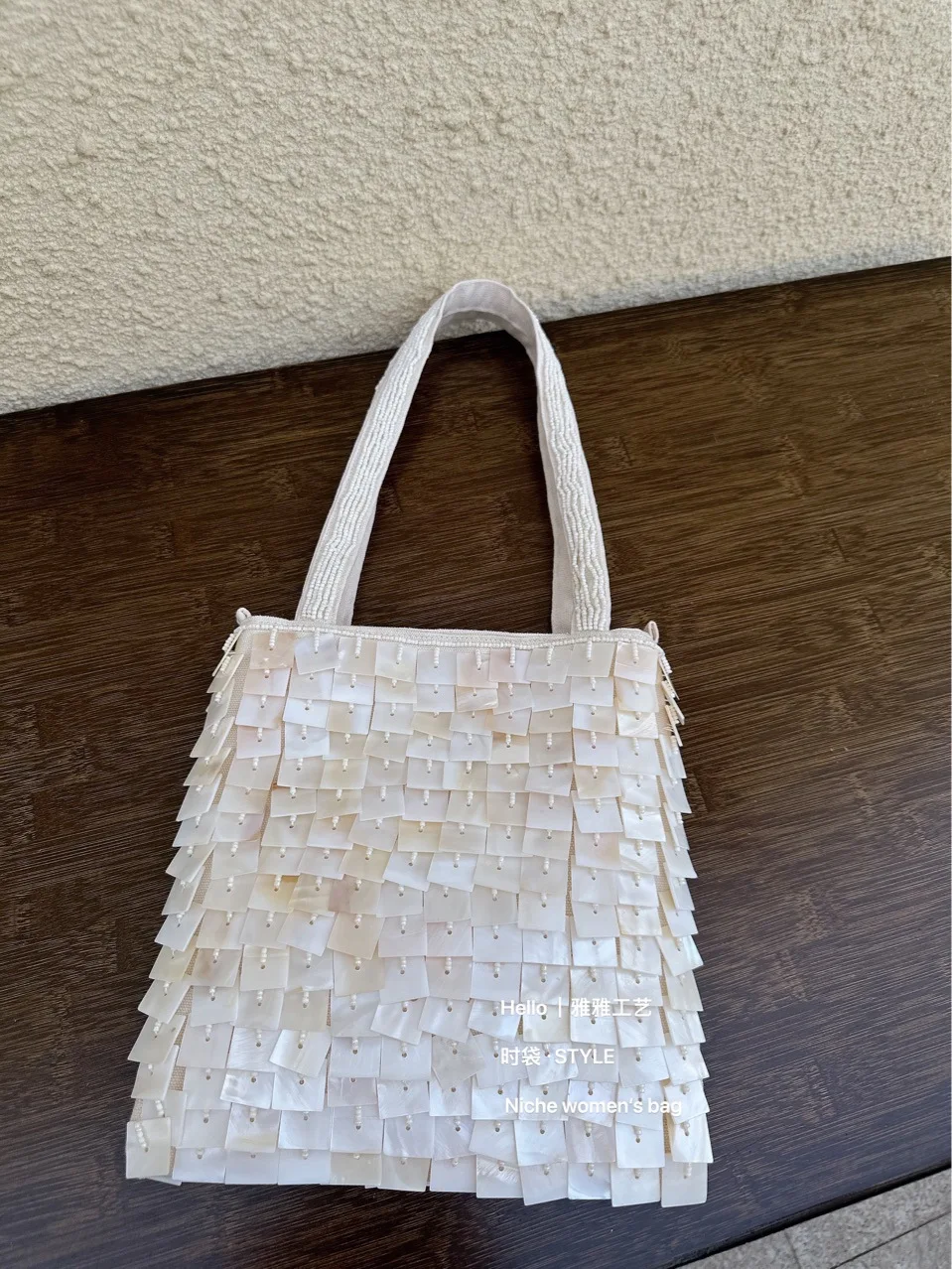 Handmade Heavy Industry Bead Handbag Embroidered Rhinestone Bucket Bag Pearl Diagonal Totes Women's Wedding Party Bag