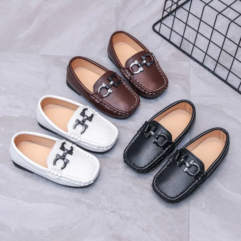 Boys Leather Shoes For School Party Wedding Formal Casual Children Flats Loafers Slip-ons Moccasins Size 21-30