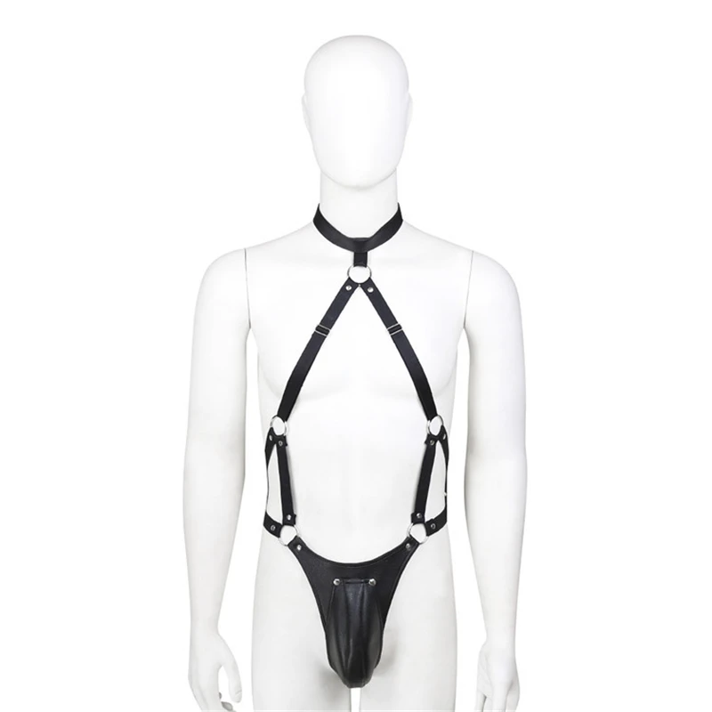 Men's Full Body Harness Open Crotch Pants Fetish Gay Lingerie Party Clubwear Crotchless Sissy Clothing