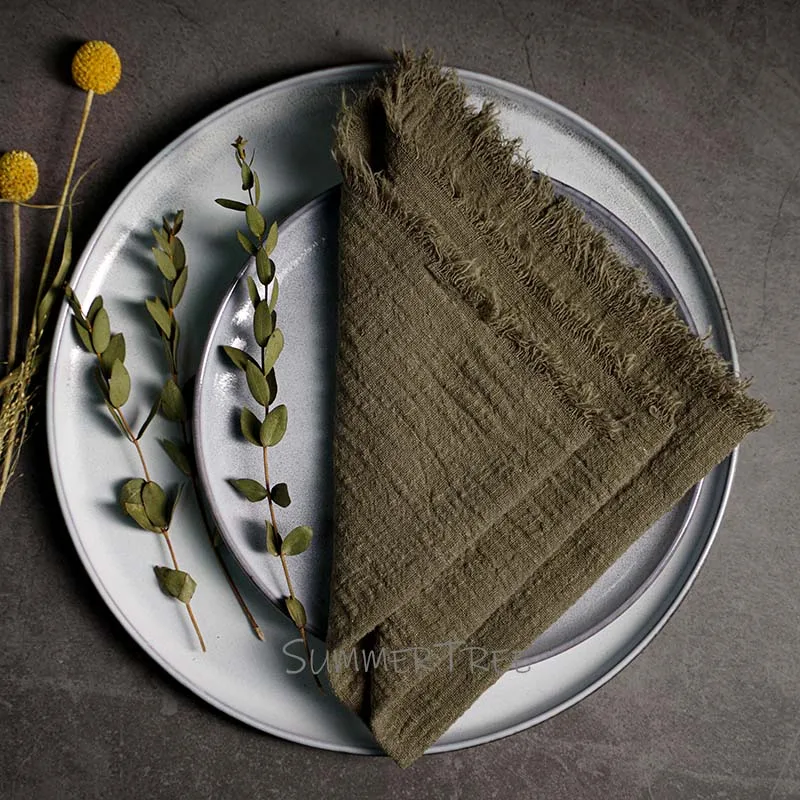 Rustic Cotton Gauze Napkins - Vintage-Style Tea Towels for Elegant Table Decoration