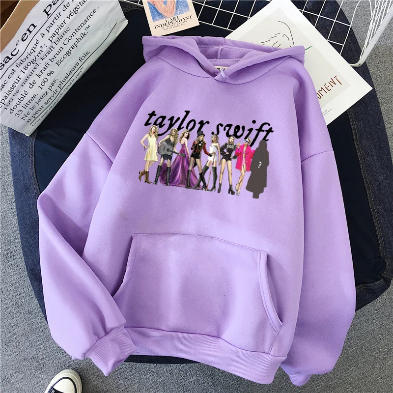 2024 Taylor The Eras Tour 프린트 오버사이즈 풀오버 후디, 남녀공..