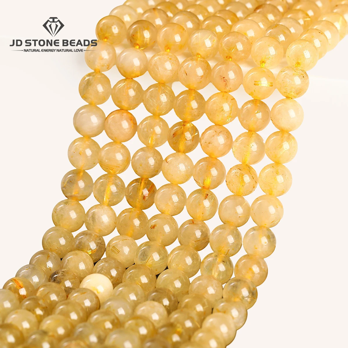 Naturstein, starker Gold-Rutilquarz, rund, lose Distanzperle, 4, 6, 8, 10 mm, für Schmuckherstellung, DIY-Halskette, Armband, Zubehör