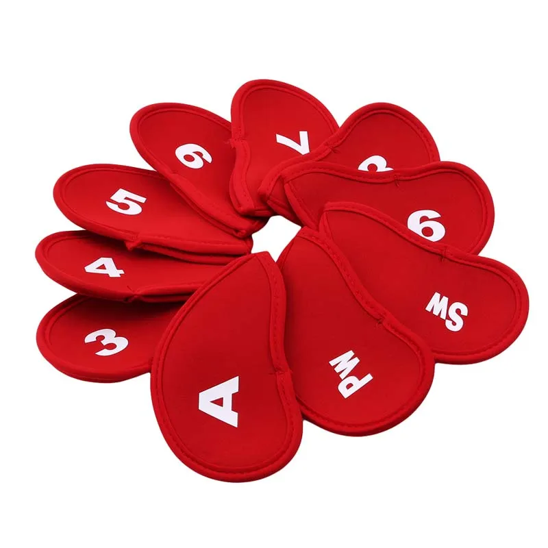 10 stücke Golf Head Covers Club Eisen Protector Neopren Headcover Golf Zubehör Schwarz Golfer Licht Geschenk Für Golfer Drei Farben – Detail 13