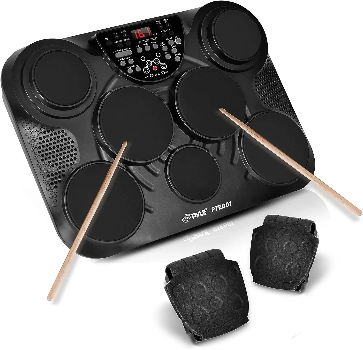 

Portable , Tabletop Drum Set, 7 Pad Digital Drum Kit, Touch Sensitivity, Wireless Electric , Drum Machine, Electric Drum Pads, L