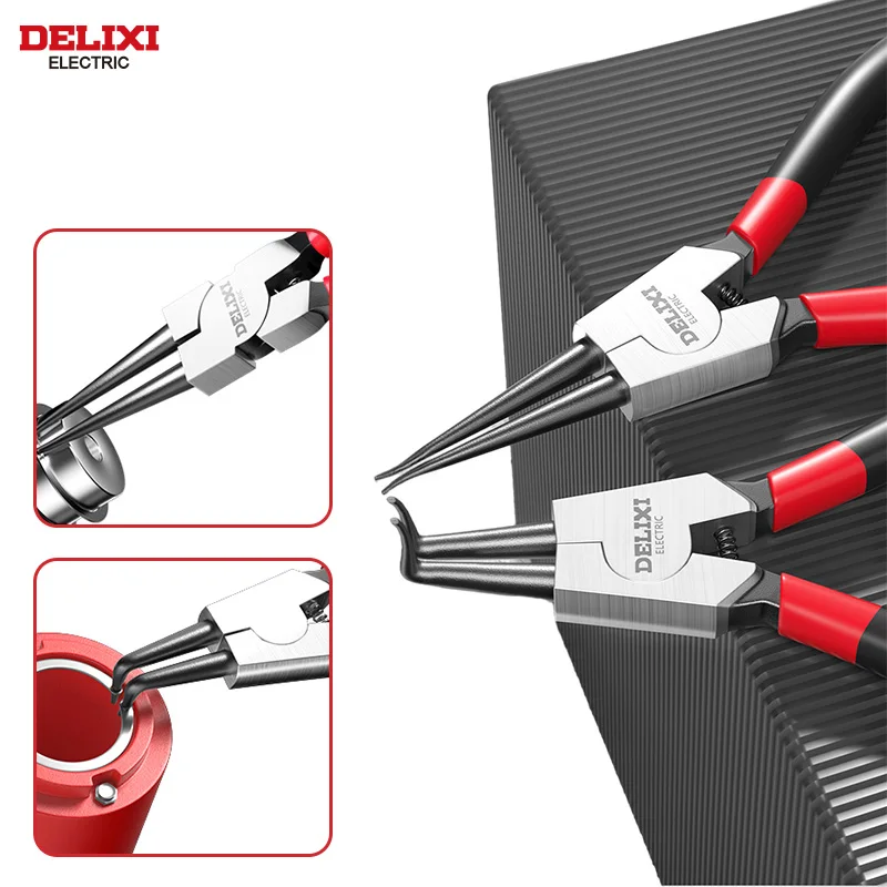DELIXI ELECTRIC 5-In Circlip Pliers,Needle nose Pliers，Retaining Ring Pliers，for Removing Installing Puller Locking Rings Shafts 5