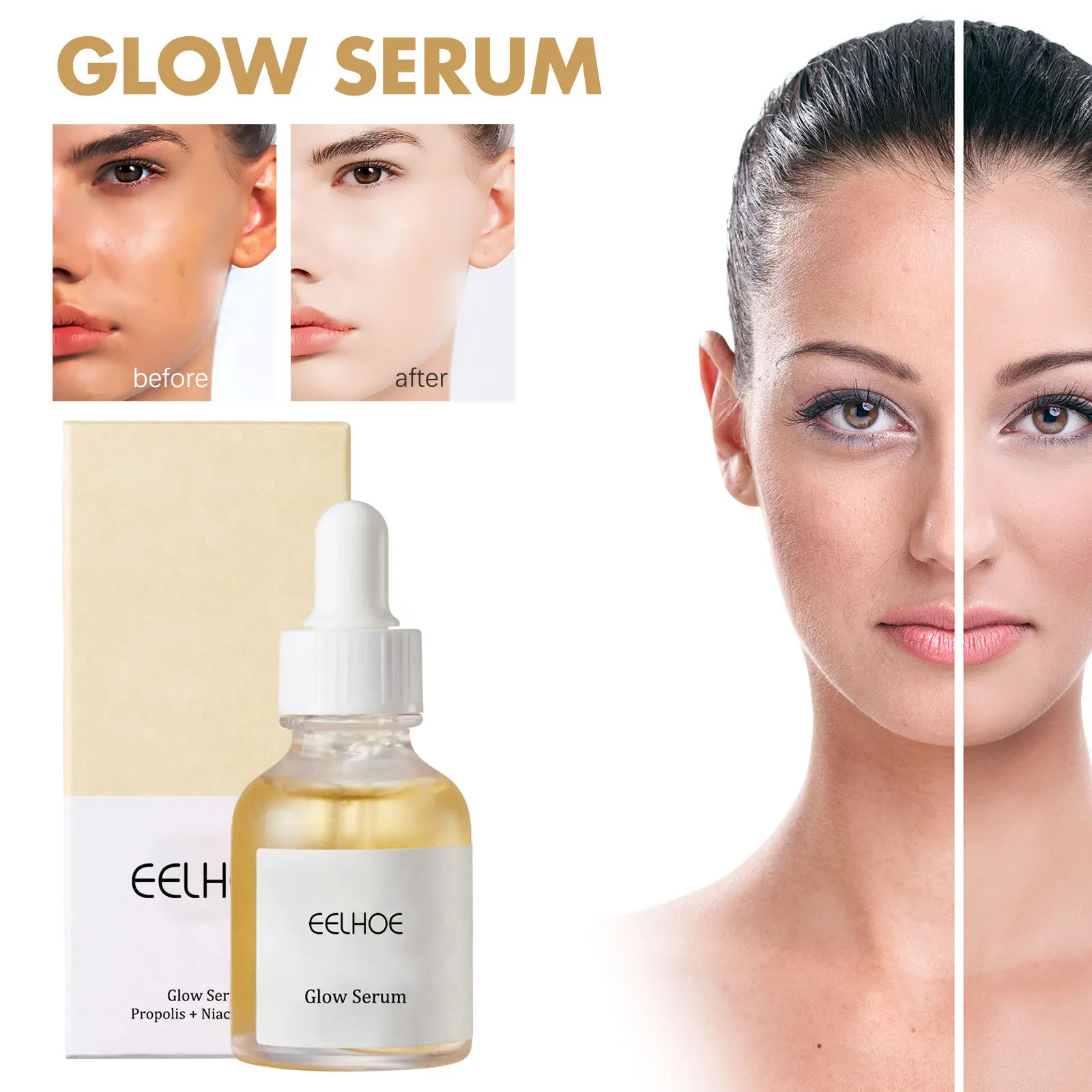Propolis Niacinamide Light Essence hydrates, tightens pores, fades acne scars, and brightens facial skin