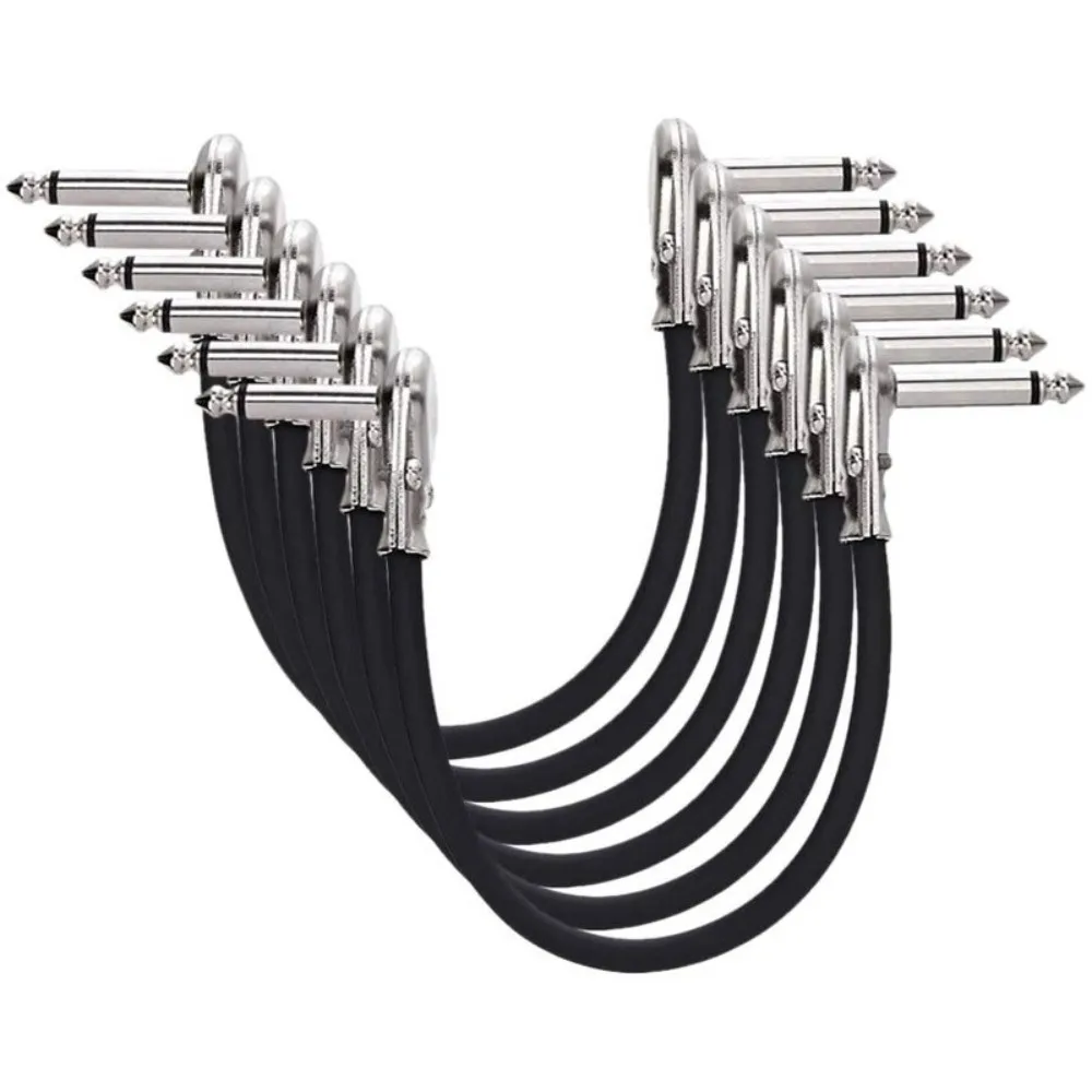 15cm/30cm Guitar Effects Pedal Cable Flat Design Copper Core Patch Cable Surface Wire Right-angle Plug Cable