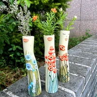 Boho Style Resin Vase Hand-painted Human Face Flower Vase Table Ornament Creative Flower Arrangement Vase Home Decorations 1