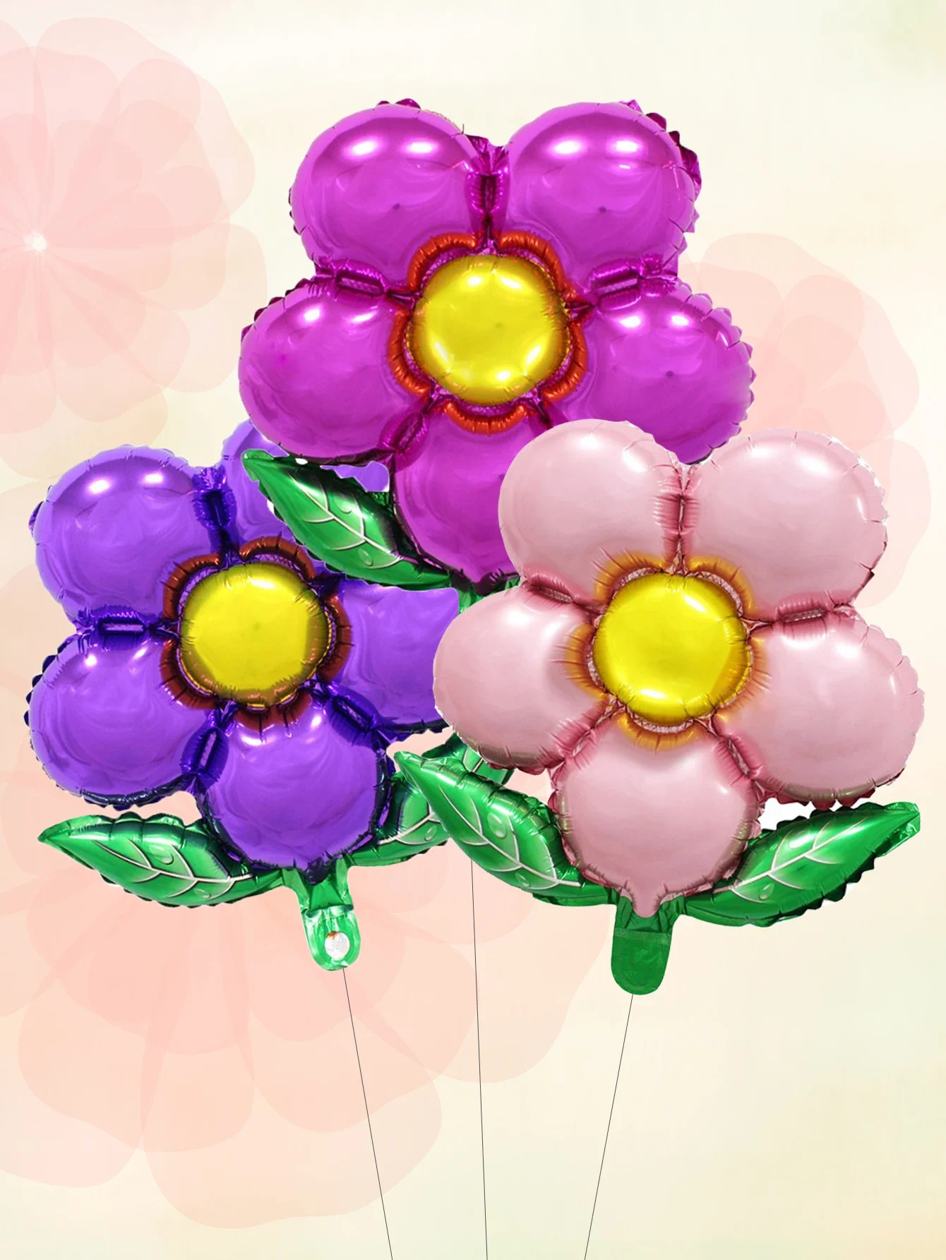 Balloon Decorations 3pcs Flower Balloons Rose Purple Green leaf Balloon Decorations